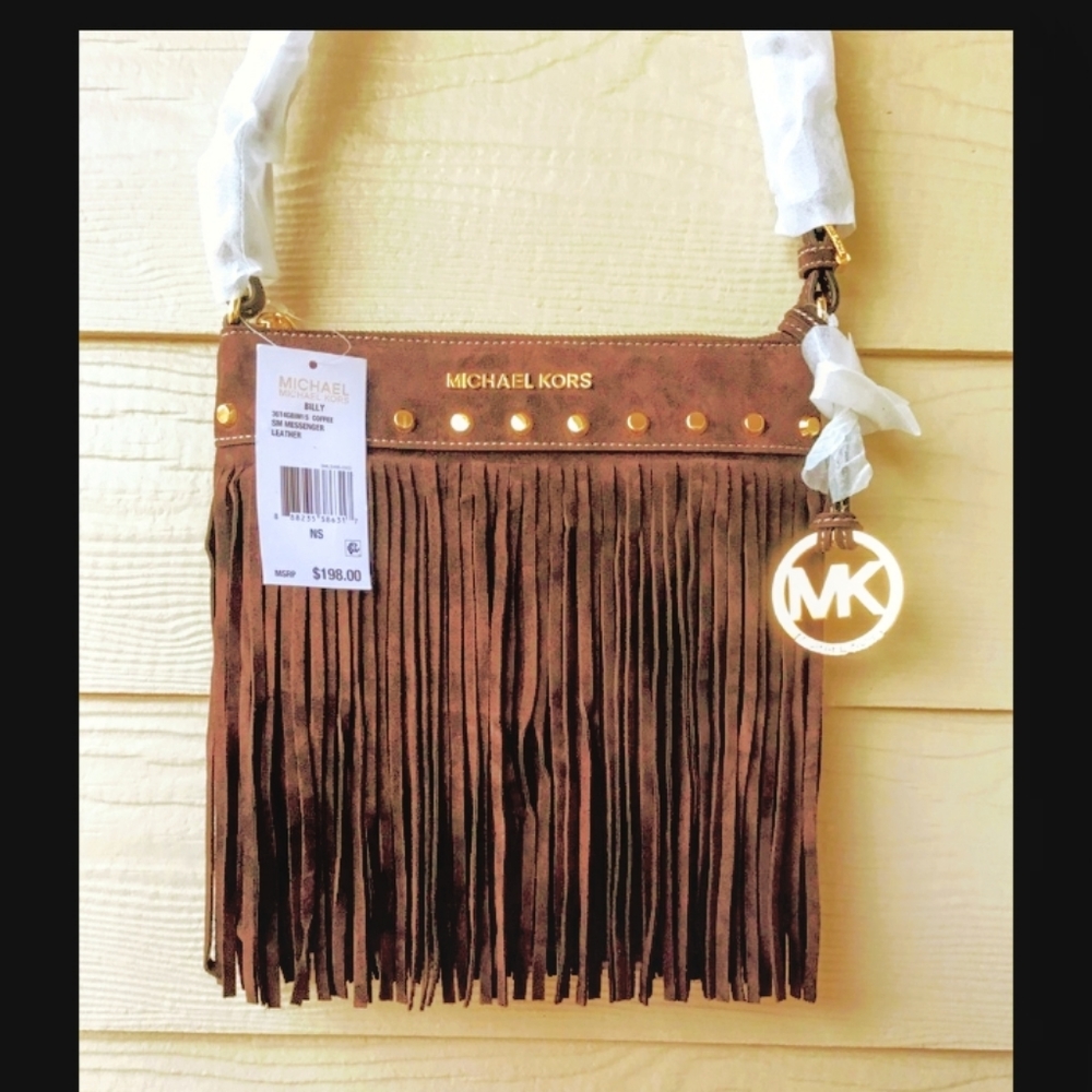 NWT Authentic Micheal Kors Suede Fringe Purse